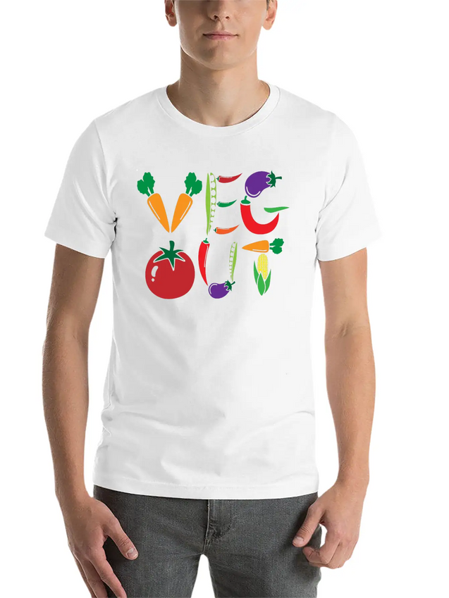 Veg Out Gift Plants Vegan Saying Nutrition Lightweight Cotton T-Shirt – Daily Comfort Graphic Shirt