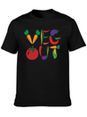 Veg Out Gift Plants Vegan Saying Nutrition Lightweight Cotton T-Shirt – Daily Comfort Graphic Shirt