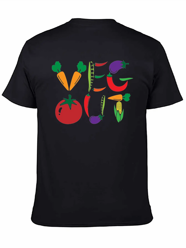 Veg Out Gift Plants Vegan Saying Nutrition Lightweight Cotton T-Shirt – Daily Comfort Graphic Shirt