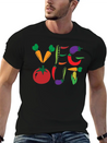 Veg Out Gift Plants Vegan Saying Nutrition Lightweight Cotton T-Shirt – Daily Comfort Graphic Shirt
