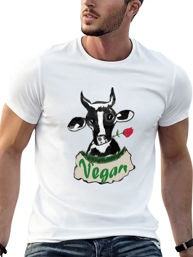 VEGAN COW Lightweight Cotton T-Shirt – Daily Comfort Graphic Shirt