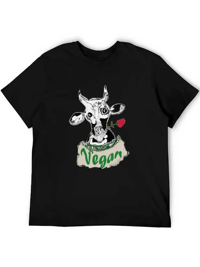 VEGAN COW Lightweight Cotton T-Shirt – Daily Comfort Graphic Shirt
