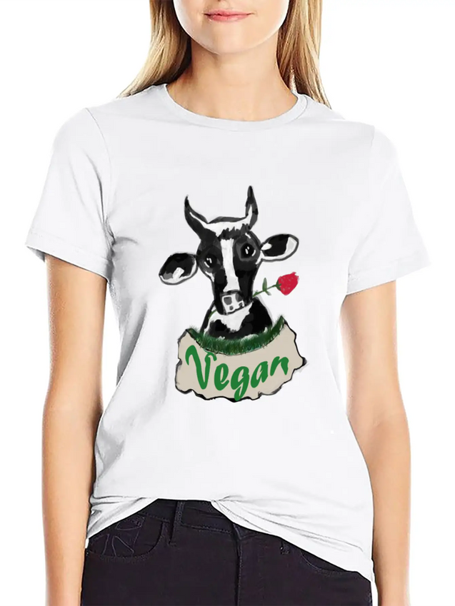 VEGAN COW Lightweight Cotton T-Shirt – Daily Comfort Graphic Shirt