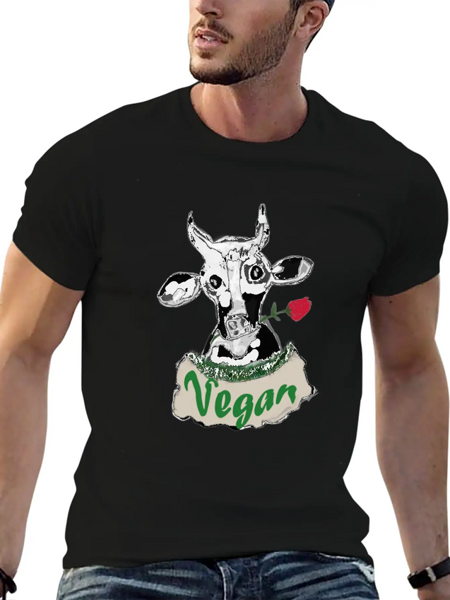 VEGAN COW Lightweight Cotton T-Shirt – Daily Comfort Graphic Shirt