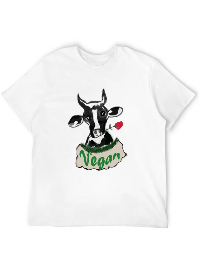 VEGAN COW Lightweight Cotton T-Shirt – Daily Comfort Graphic Shirt