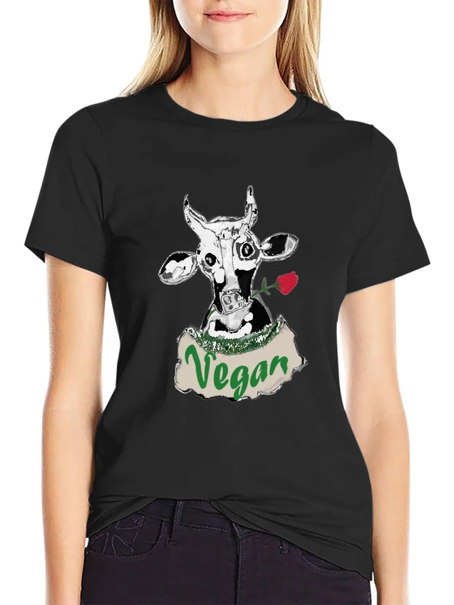 VEGAN COW Lightweight Cotton T-Shirt – Daily Comfort Graphic Shirt