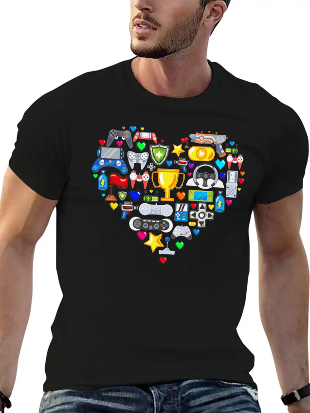 Video Games Gamer Heart Shape Game Controller Lightweight Cotton T-Shirt – Daily Comfort Graphic Shirt