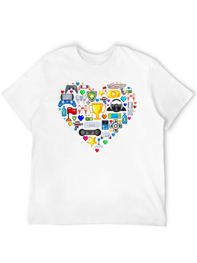 Video Games Gamer Heart Shape Game Controller Lightweight Cotton T-Shirt – Daily Comfort Graphic Shirt