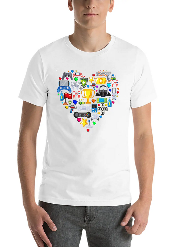 Video Games Gamer Heart Shape Game Controller Lightweight Cotton T-Shirt – Daily Comfort Graphic Shirt
