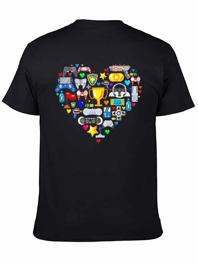Video Games Gamer Heart Shape Game Controller Lightweight Cotton T-Shirt – Daily Comfort Graphic Shirt
