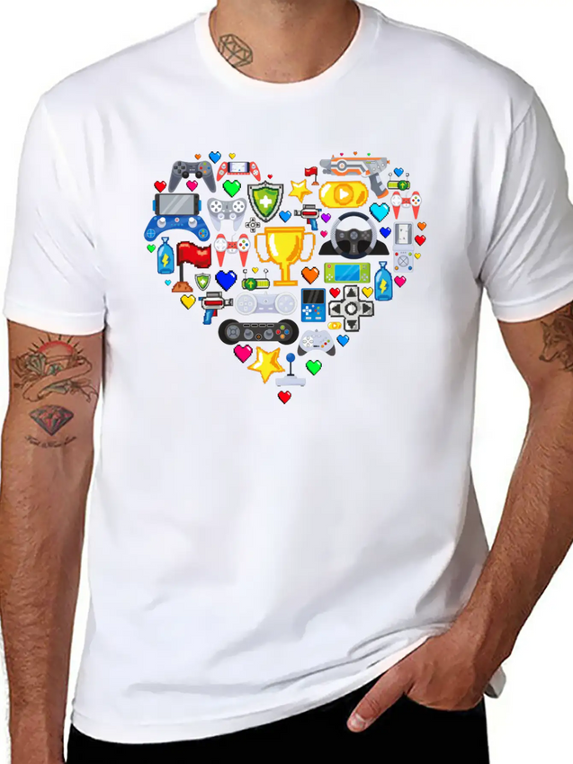 Video Games Gamer Heart Shape Game Controller Lightweight Cotton T-Shirt – Daily Comfort Graphic Shirt