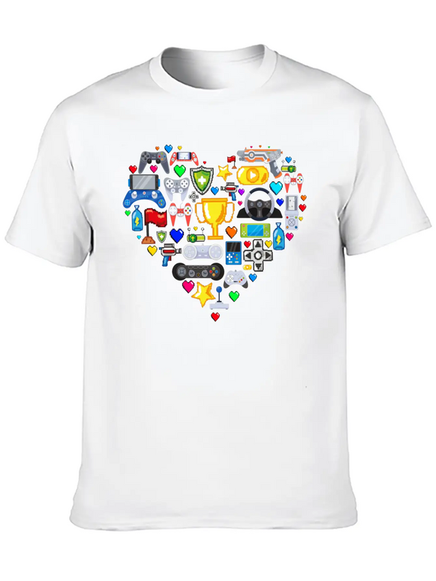 Video Games Gamer Heart Shape Game Controller Lightweight Cotton T-Shirt – Daily Comfort Graphic Shirt