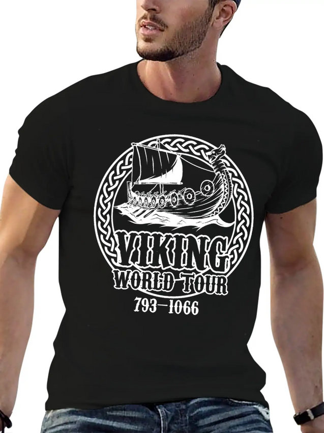 Viking Tour Travel Adventure Norway Finland Lightweight Cotton T-Shirt – Daily Comfort Graphic Shirt