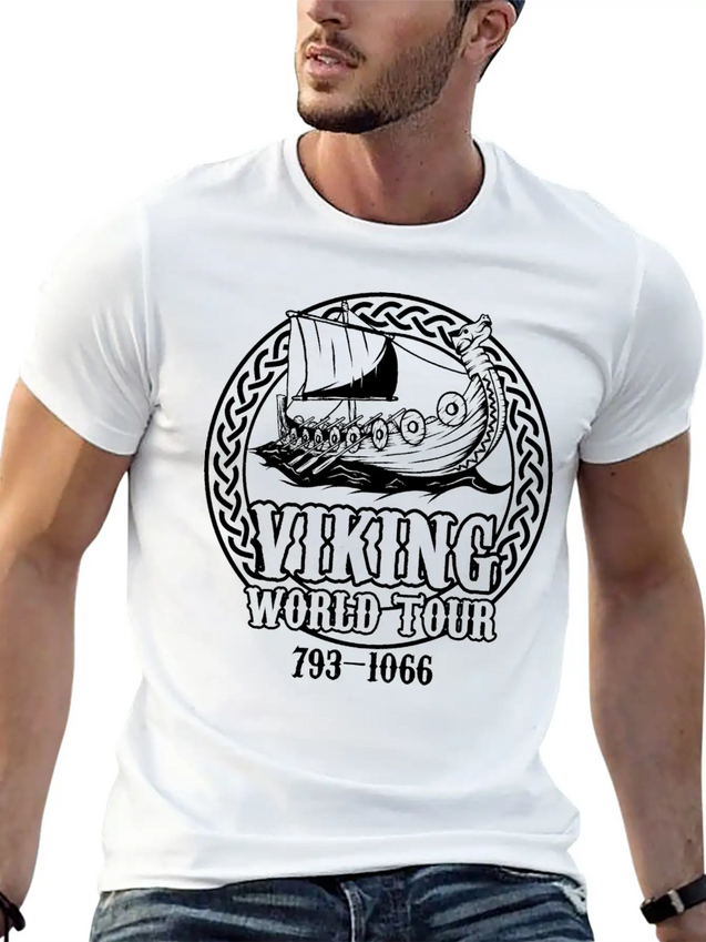 Viking Tour Travel Adventure Norway Finland Lightweight Cotton T-Shirt – Daily Comfort Graphic Shirt