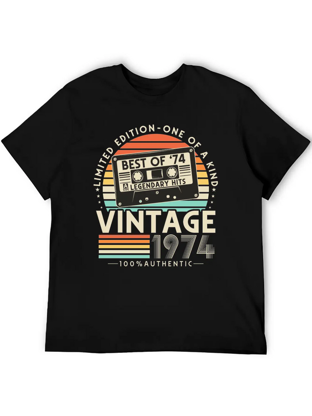 Vintage 1974 Retro 50th Birthday Lightweight Cotton T-Shirt – Daily Comfort Graphic Shirt