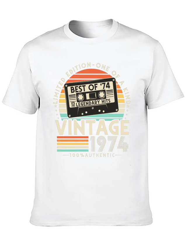 Vintage 1974 Retro 50th Birthday Lightweight Cotton T-Shirt – Daily Comfort Graphic Shirt