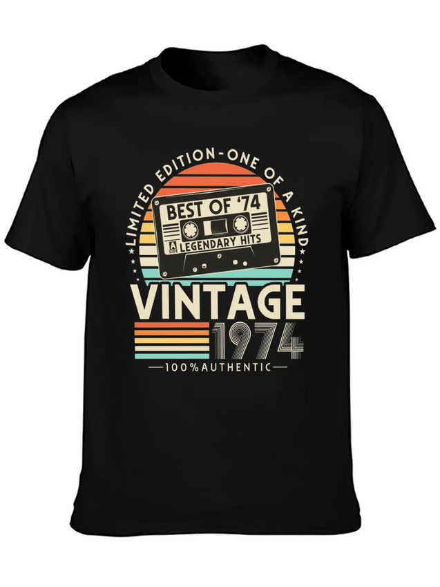 Vintage 1974 Retro 50th Birthday Lightweight Cotton T-Shirt – Daily Comfort Graphic Shirt