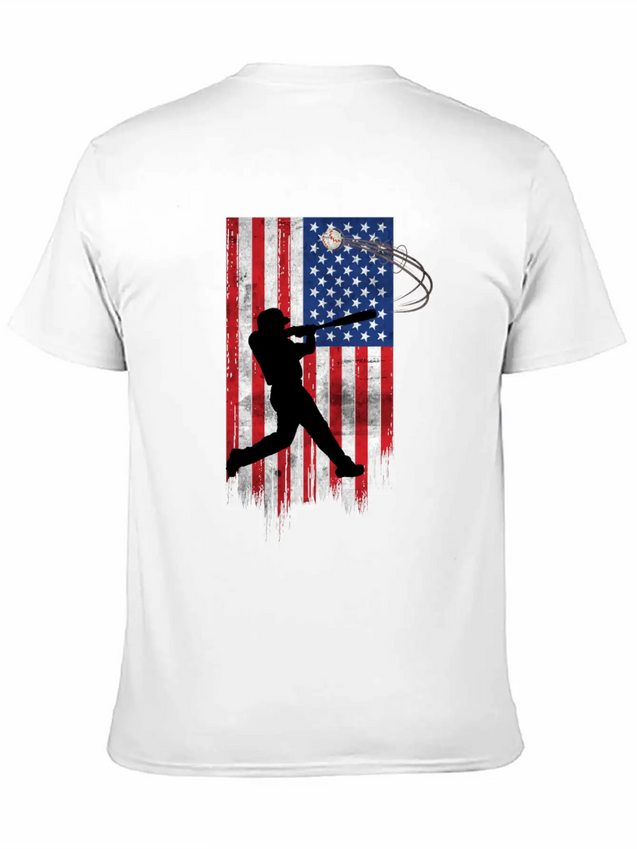 Vintage American Flag Baseball 4th Of July For Men Lightweight Cotton T-Shirt – Daily Comfort Graphic Shirt