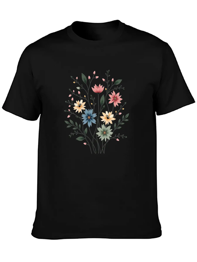 Vintage Bloom Trend Lightweight Cotton T-Shirt – Daily Comfort Graphic Shirt