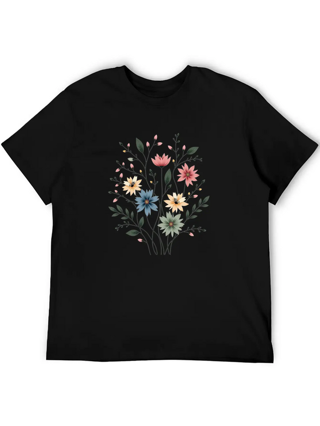 Vintage Bloom Trend Lightweight Cotton T-Shirt – Daily Comfort Graphic Shirt