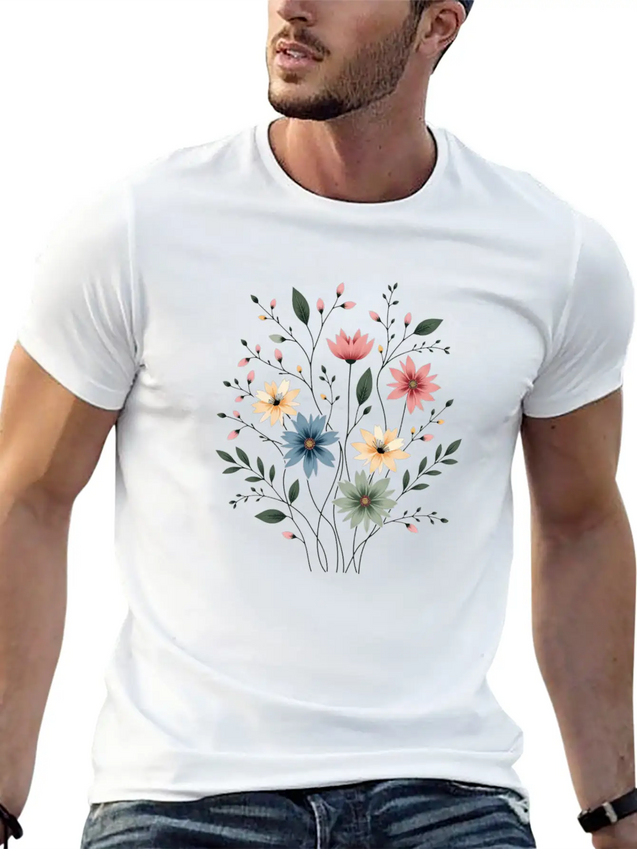 Vintage Bloom Trend Lightweight Cotton T-Shirt – Daily Comfort Graphic Shirt
