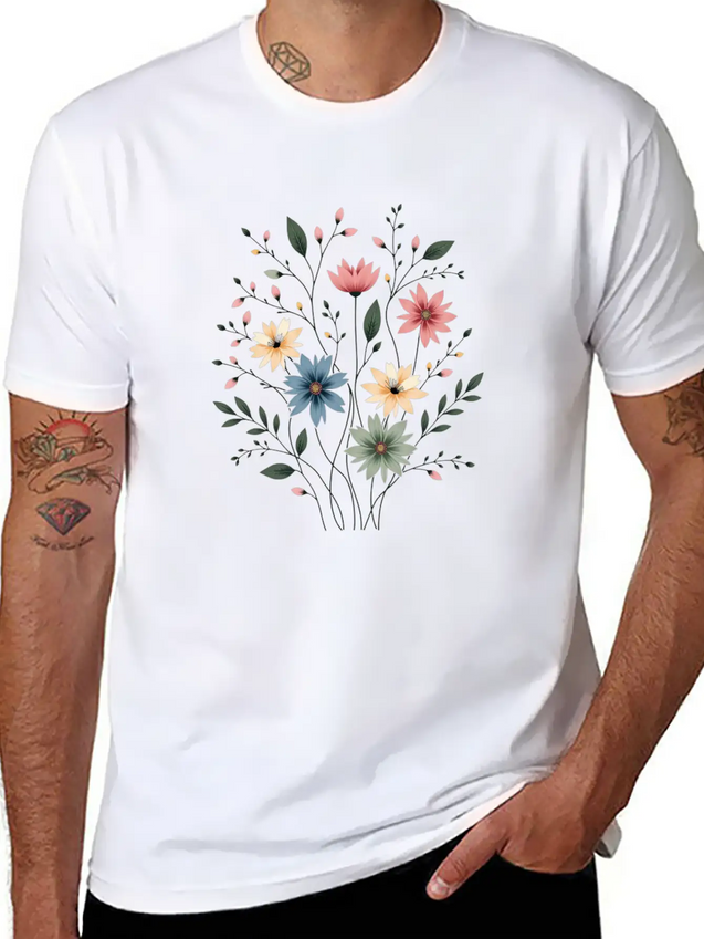 Vintage Bloom Trend Lightweight Cotton T-Shirt – Daily Comfort Graphic Shirt