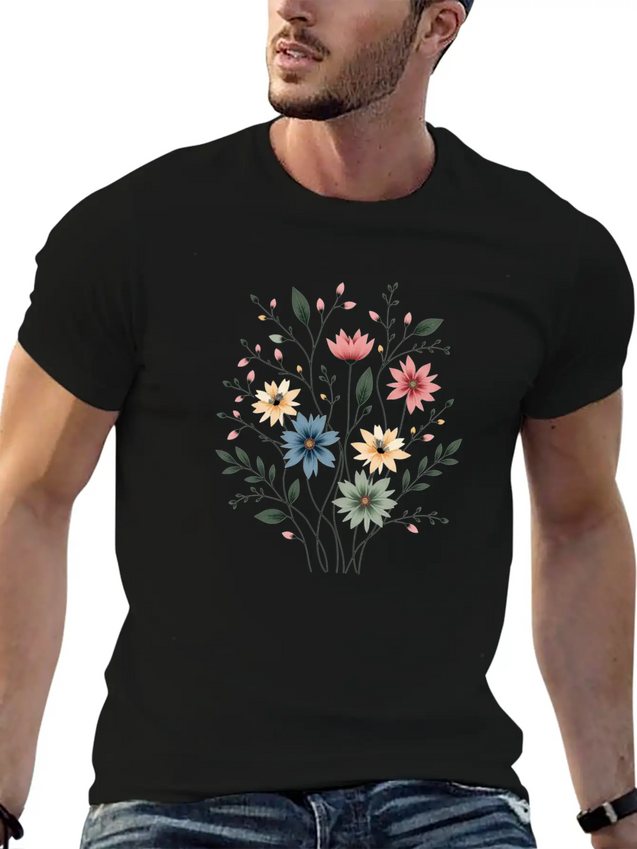 Vintage Bloom Trend Lightweight Cotton T-Shirt – Daily Comfort Graphic Shirt