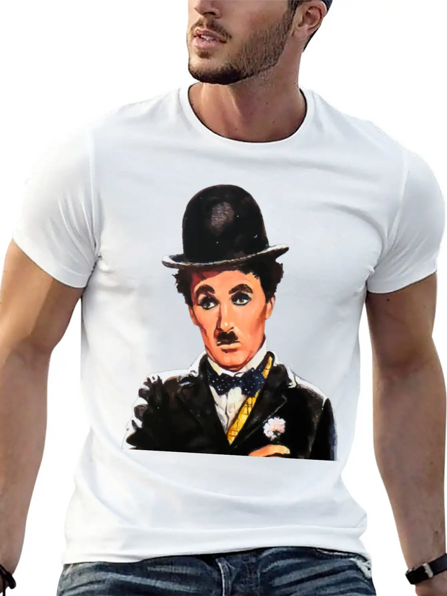 Vintage Charlie Chaplin Comic T Shirt Vector Image Lightweight Cotton T-Shirt – Daily Comfort Graphic Shirt