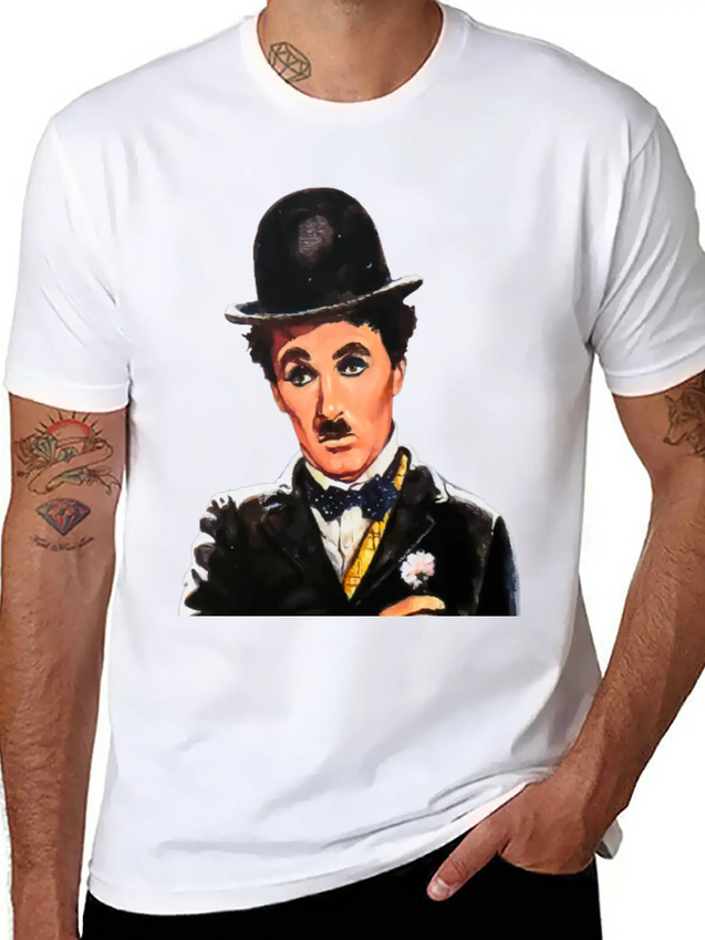 Vintage Charlie Chaplin Comic T Shirt Vector Image Lightweight Cotton T-Shirt – Daily Comfort Graphic Shirt