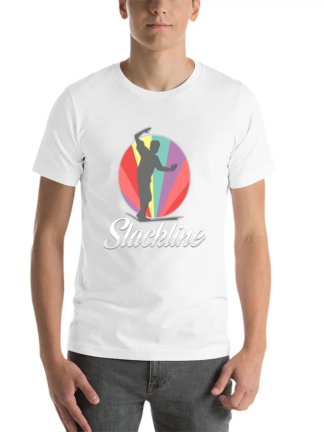 Vintage Retro Used Look Slackline Balancing Idea Lightweight Cotton T-Shirt – Daily Comfort Graphic Shirt