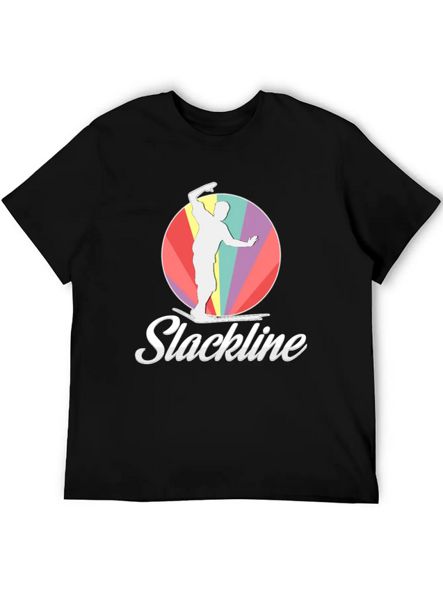 Vintage Retro Used Look Slackline Balancing Idea Lightweight Cotton T-Shirt – Daily Comfort Graphic Shirt