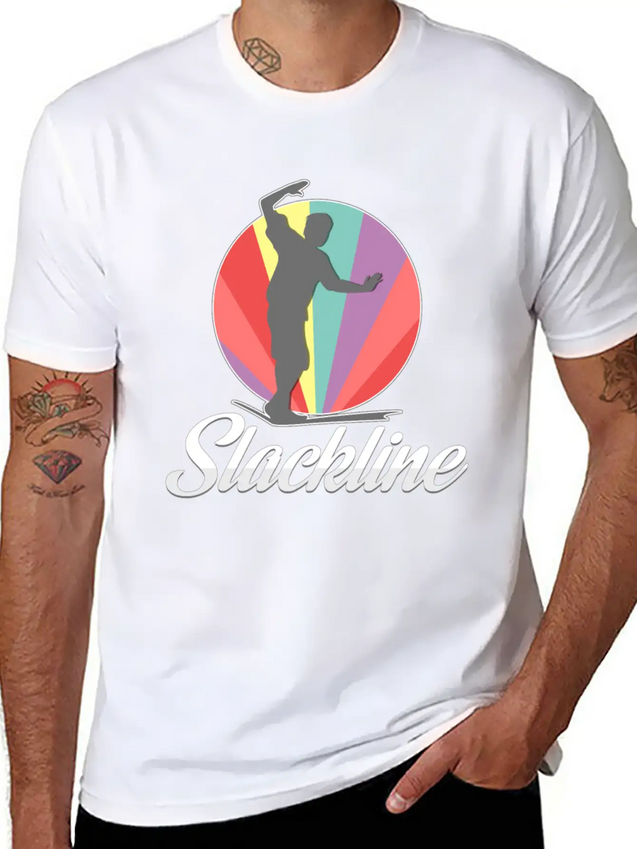 Vintage Retro Used Look Slackline Balancing Idea Lightweight Cotton T-Shirt – Daily Comfort Graphic Shirt