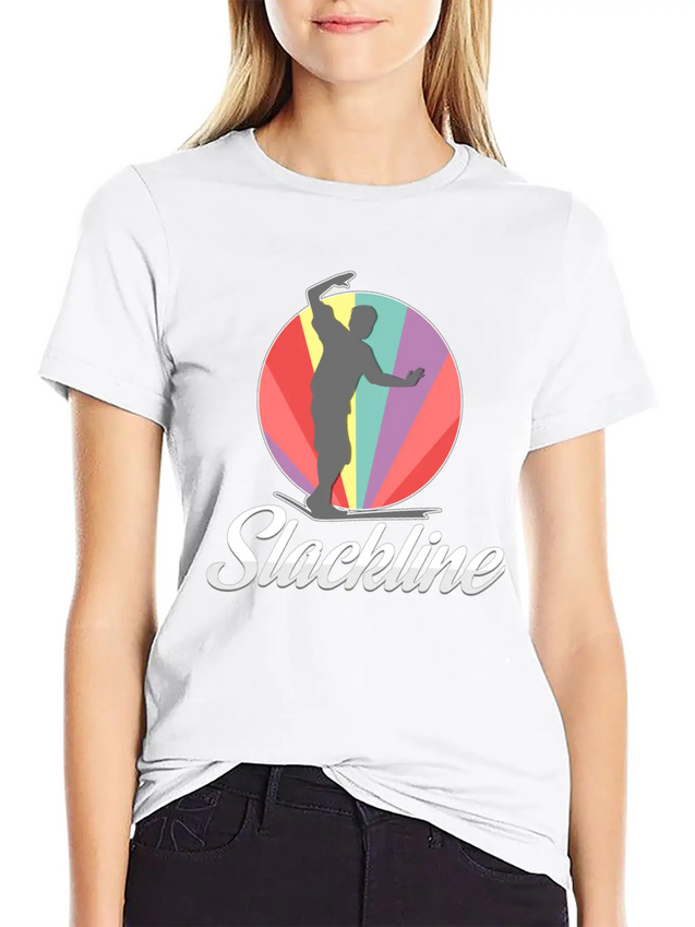 Vintage Retro Used Look Slackline Balancing Idea Lightweight Cotton T-Shirt – Daily Comfort Graphic Shirt
