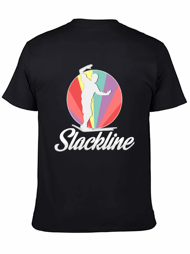 Vintage Retro Used Look Slackline Balancing Idea Lightweight Cotton T-Shirt – Daily Comfort Graphic Shirt