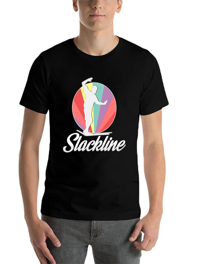 Vintage Retro Used Look Slackline Balancing Idea Lightweight Cotton T-Shirt – Daily Comfort Graphic Shirt
