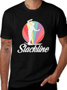 Vintage Retro Used Look Slackline Balancing Idea Lightweight Cotton T-Shirt – Daily Comfort Graphic Shirt
