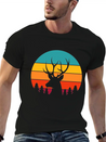 Vintage Sunrise Retro Sunset Deer Buck Antlers Lightweight Cotton T-Shirt – Daily Comfort Graphic Shirt