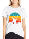 Vintage Sunrise Retro Sunset Deer Buck Antlers Lightweight Cotton T-Shirt – Daily Comfort Graphic Shirt