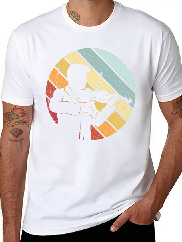 Violin Retro Lightweight Cotton T-Shirt – Daily Comfort Graphic Shirt