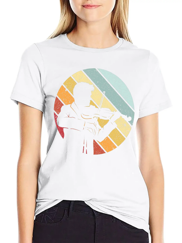 Violin Retro Lightweight Cotton T-Shirt – Daily Comfort Graphic Shirt