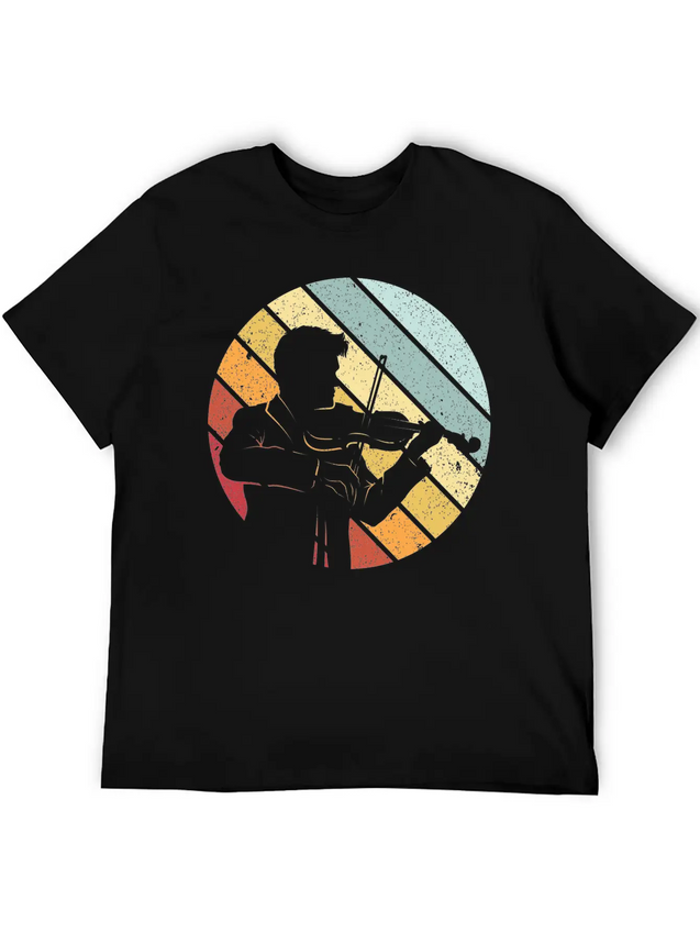Violin Retro Lightweight Cotton T-Shirt – Daily Comfort Graphic Shirt