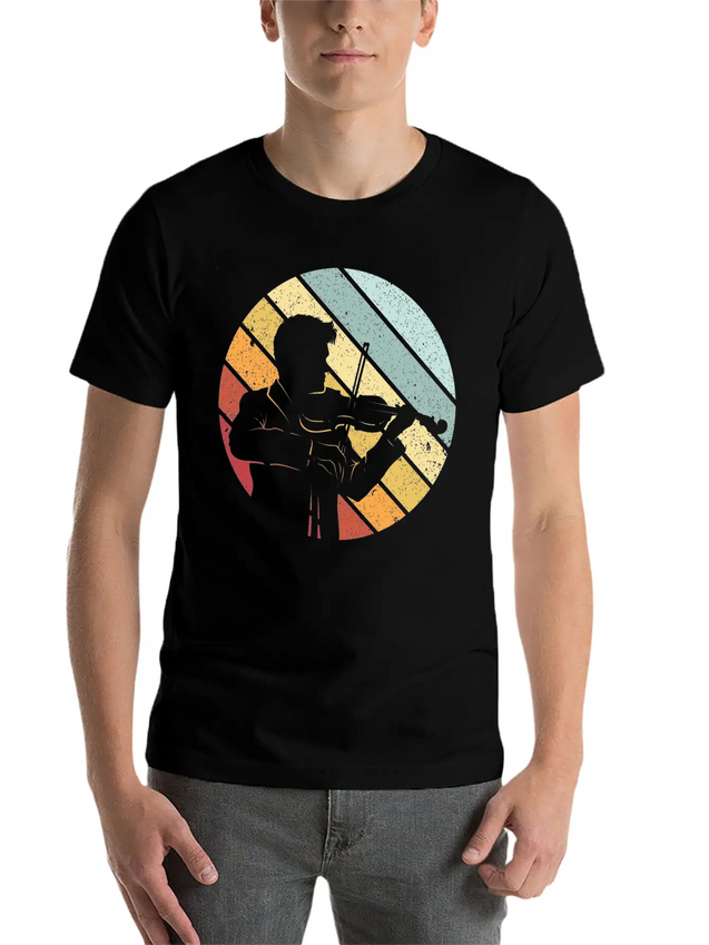 Violin Retro Lightweight Cotton T-Shirt – Daily Comfort Graphic Shirt