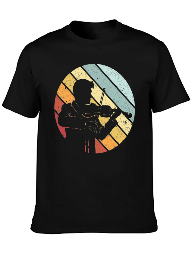 Violin Retro Lightweight Cotton T-Shirt – Daily Comfort Graphic Shirt