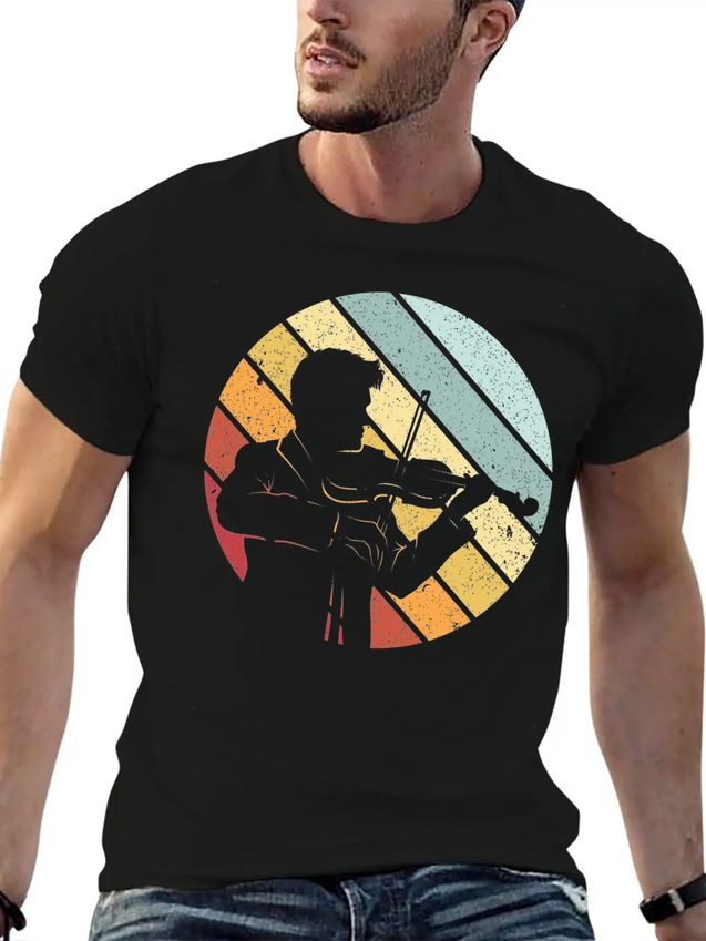 Violin Retro Lightweight Cotton T-Shirt – Daily Comfort Graphic Shirt