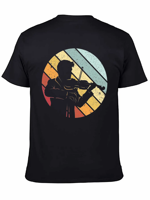 Violin Retro Lightweight Cotton T-Shirt – Daily Comfort Graphic Shirt