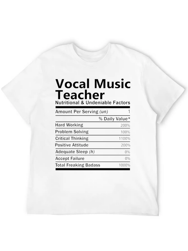 Vocal Music Teacher T Shirt - Nutritional And Unde Lightweight Cotton T-Shirt – Daily Comfort Graphic Shirt