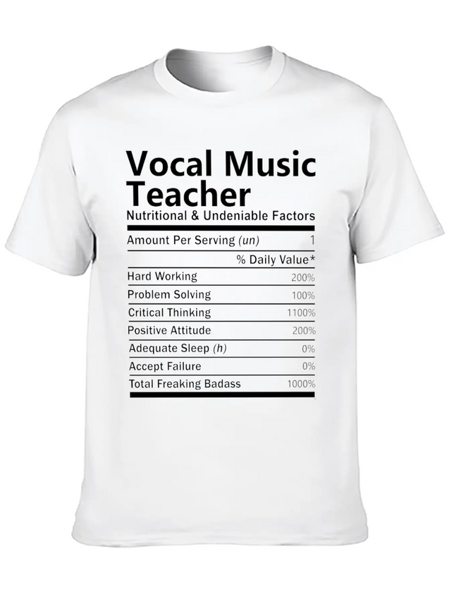 Vocal Music Teacher T Shirt - Nutritional And Unde Lightweight Cotton T-Shirt – Daily Comfort Graphic Shirt