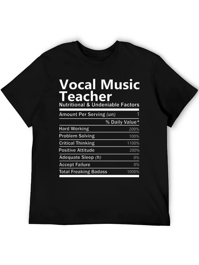 Vocal Music Teacher T Shirt - Nutritional And Unde Lightweight Cotton T-Shirt – Daily Comfort Graphic Shirt