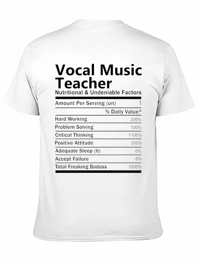 Vocal Music Teacher T Shirt - Nutritional And Unde Lightweight Cotton T-Shirt – Daily Comfort Graphic Shirt