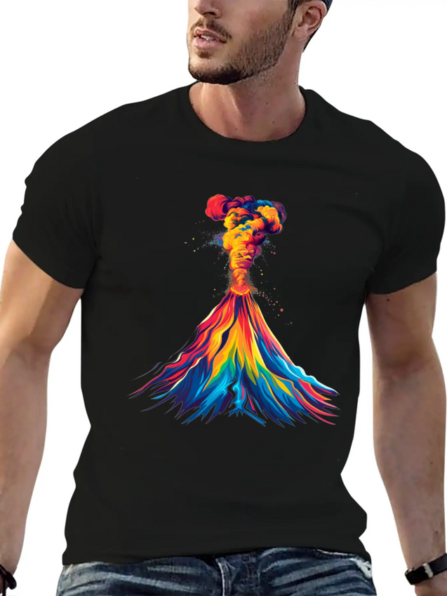 Volcano Geology Magma Lava Popart Lightweight Cotton T-Shirt – Daily Comfort Graphic Shirt